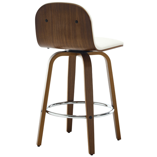 Barocca bar stool, White Rebo Leather/Counter Height