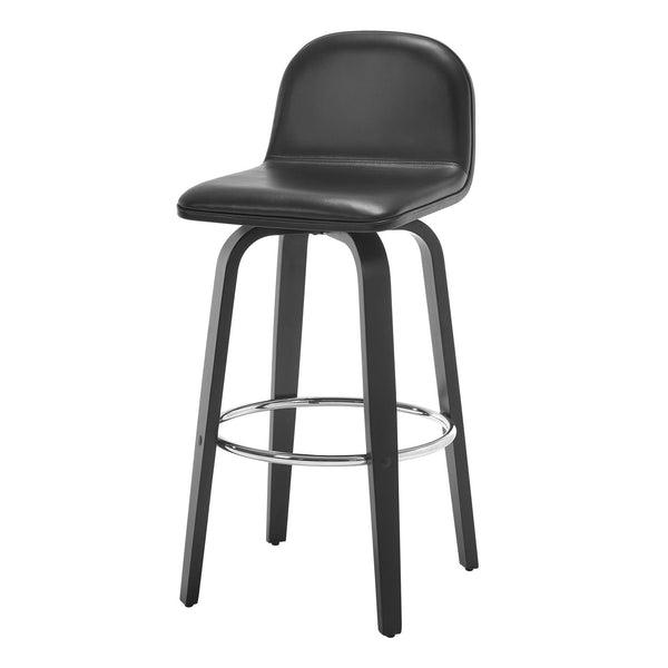 Barocca II bar stool, Black Rebo Leather/Bar Height