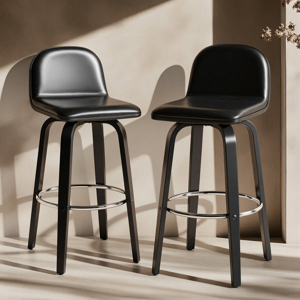 Barocca II bar stool, Black Rebo Leather/Bar Height