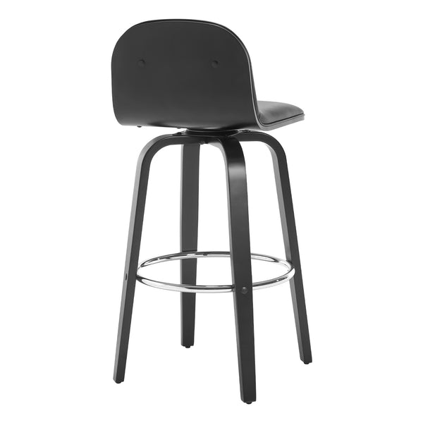 Barocca II bar stool, Black Rebo Leather/Bar Height