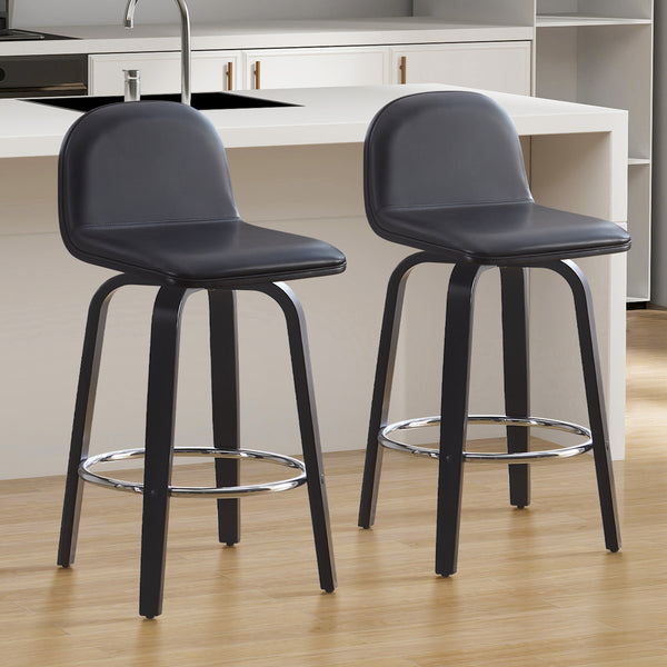 Barocca II bar stool, Black Rebo Leather/Counter Height