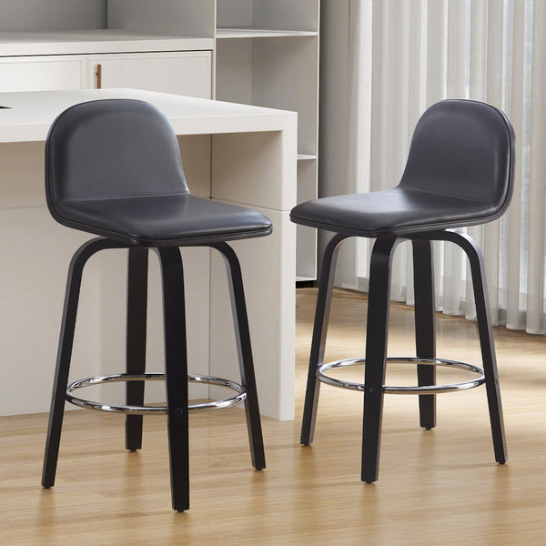 Barocca II bar stool, Black Rebo Leather/Counter Height
