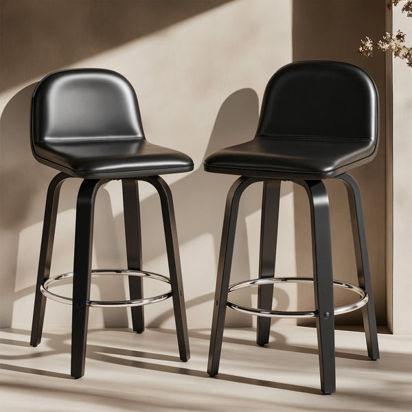 Barocca II bar stool, Black Rebo Leather/Counter Height
