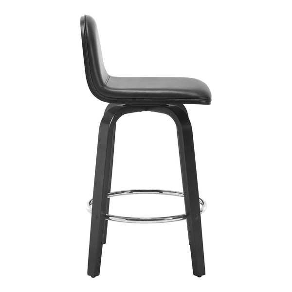 Barocca II bar stool, Black Rebo Leather/Counter Height