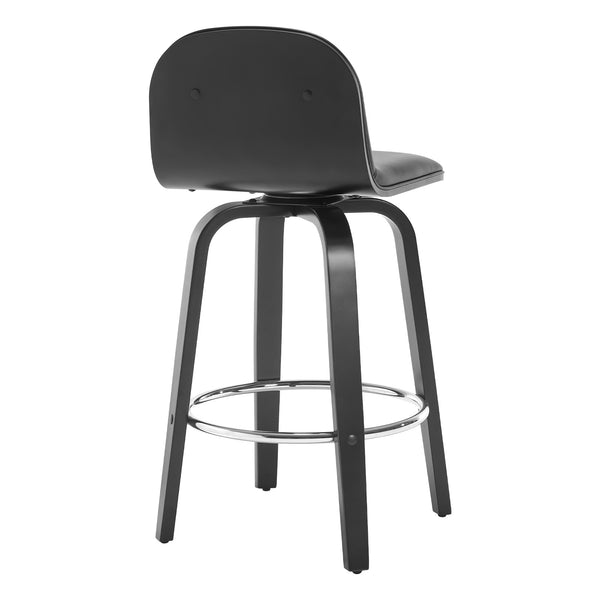 Barocca II bar stool, Black Rebo Leather/Counter Height