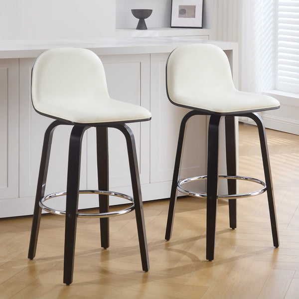 Barocca II bar stool, White Rebo Leather/Bar Height