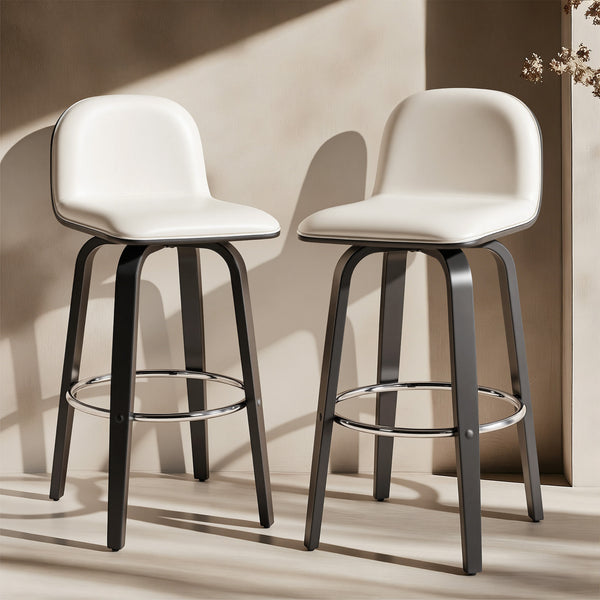 Barocca II bar stool, White Rebo Leather/Bar Height