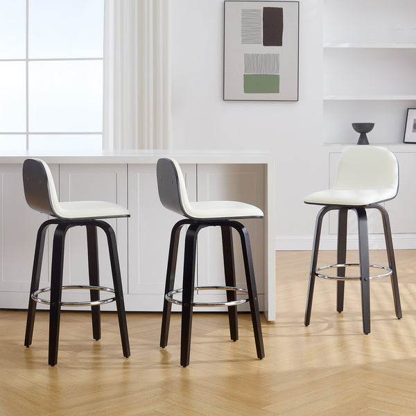 Barocca II bar stool, White Rebo Leather/Bar Height