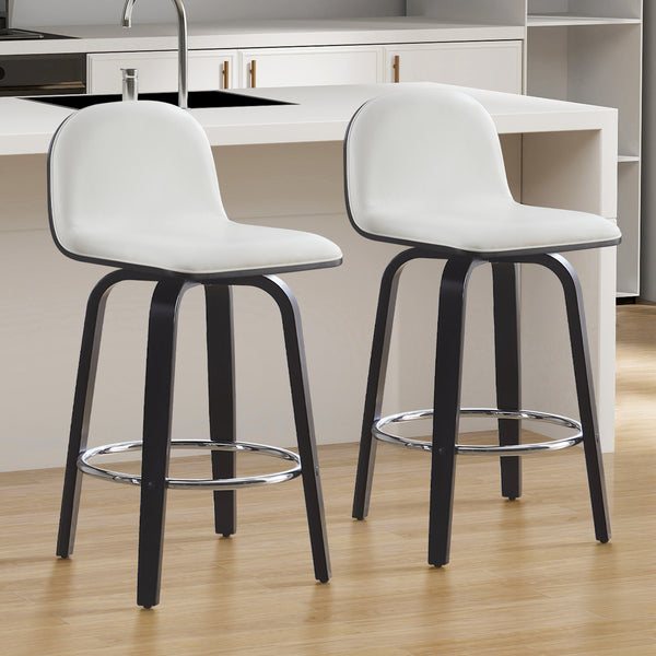 Barocca II bar stool, White Rebo Leather/Counter Height
