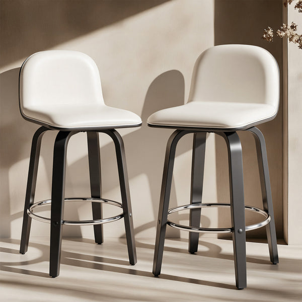 Barocca II bar stool, White Rebo Leather/Counter Height