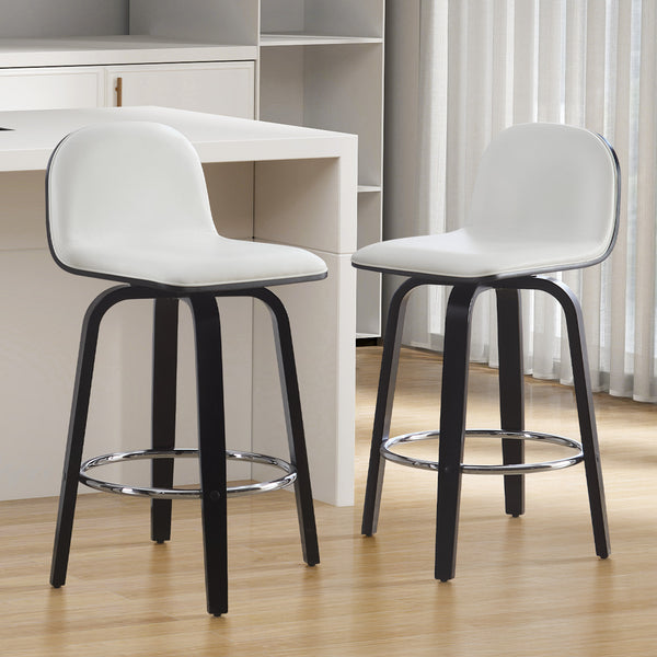 Barocca II bar stool, White Rebo Leather/Counter Height