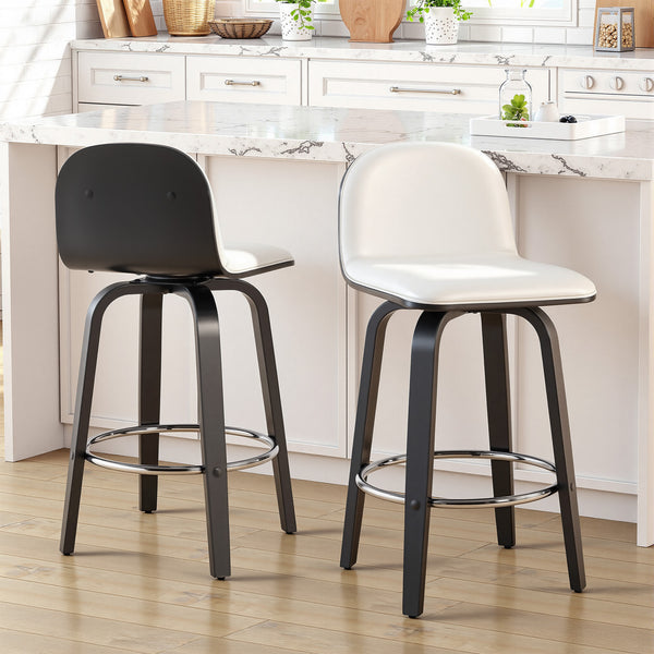 Barocca II bar stool, White Rebo Leather/Counter Height