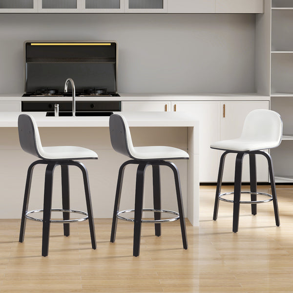 Barocca II bar stool, White Rebo Leather/Counter Height