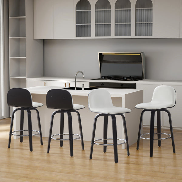 Barocca II bar stool, White Rebo Leather/Counter Height