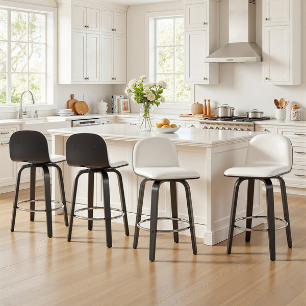 Barocca II bar stool, White Rebo Leather/Counter Height