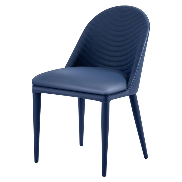 Blonde dining chair, Blue Pais Leather