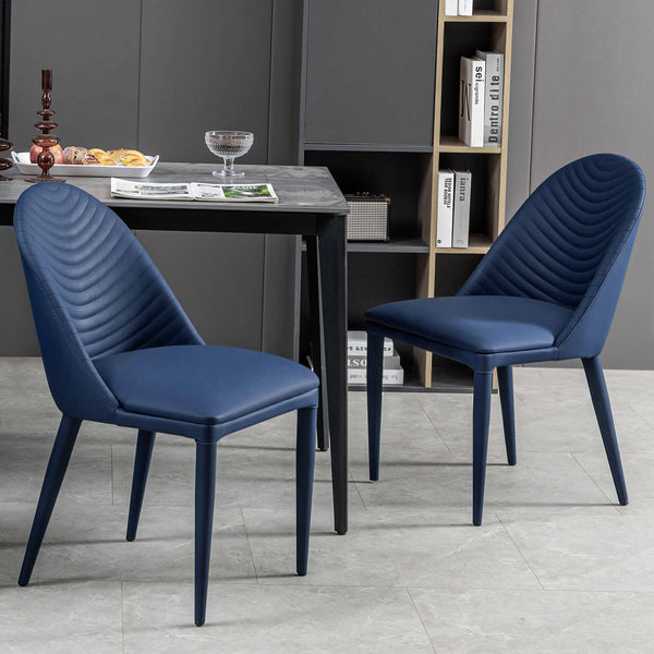 Blonde dining chair, Blue Pais Leather