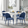 Blonde dining chair, Blue Pais Leather