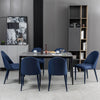 Blonde dining chair, Blue Pais Leather