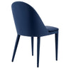 Blonde dining chair, Blue Pais Leather