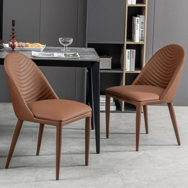 Blonde dining chair, Brown Pais Leather