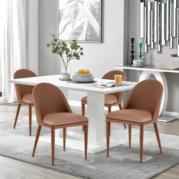 Blonde dining chair, Brown Pais Leather