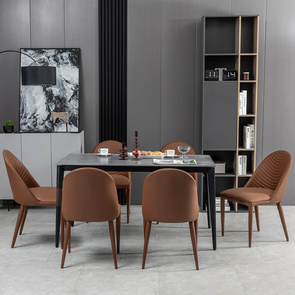 Blonde dining chair, Brown Pais Leather