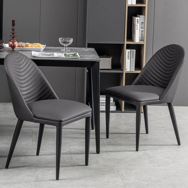 Blonde dining chair, Gray Pais Leather