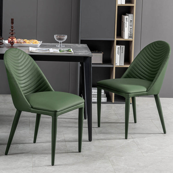 Blonde dining chair, Green Pais Leather