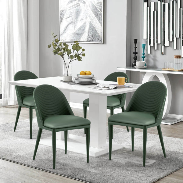 Blonde dining chair, Green Pais Leather