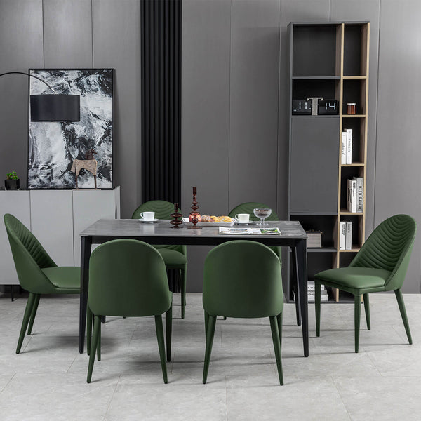 Blonde dining chair, Green Pais Leather