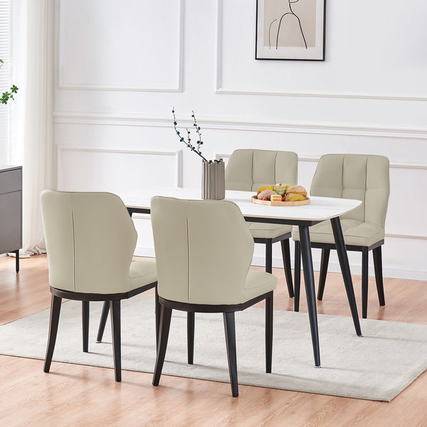 Bock Lager dining chair, Ivory Aledo Leather