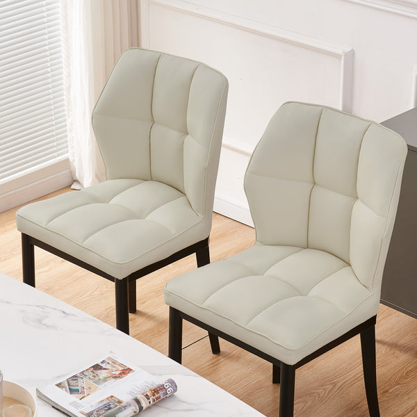 Bock Lager dining chair, Ivory Aledo Leather