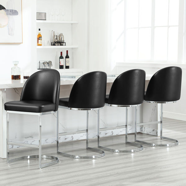 Bonarda bar stool, Black Rebo Leather