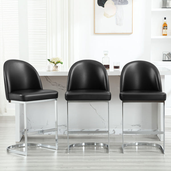Bonarda bar stool, Black Rebo Leather