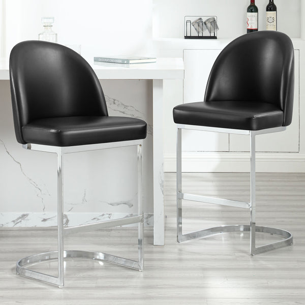 Bonarda bar stool, Black Rebo Leather