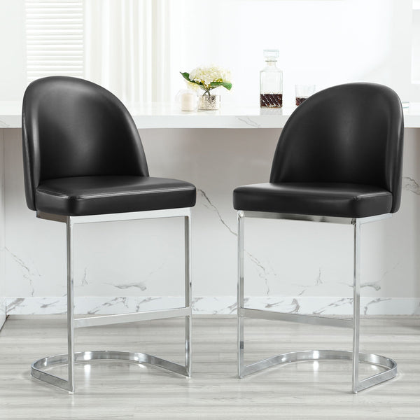 Bonarda bar stool, Black Rebo Leather