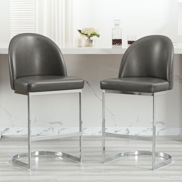 Bonarda bar stool, Gray Rebo Leather