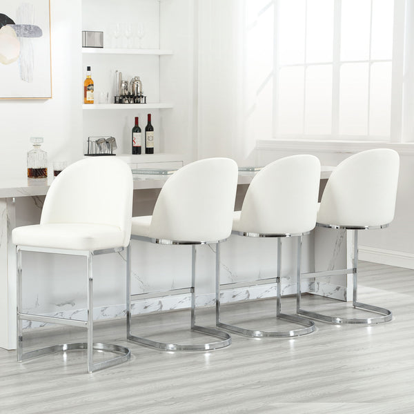 Bonarda bar stool, White Rebo Leather