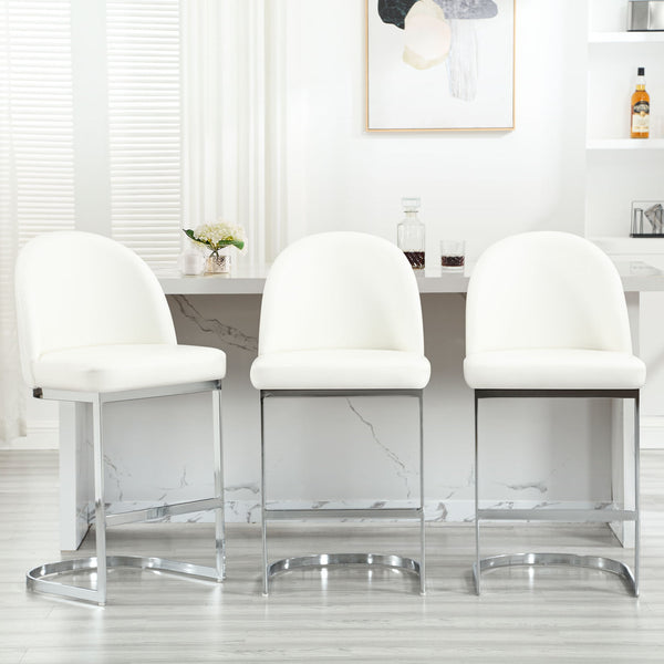 Bonarda bar stool, White Rebo Leather