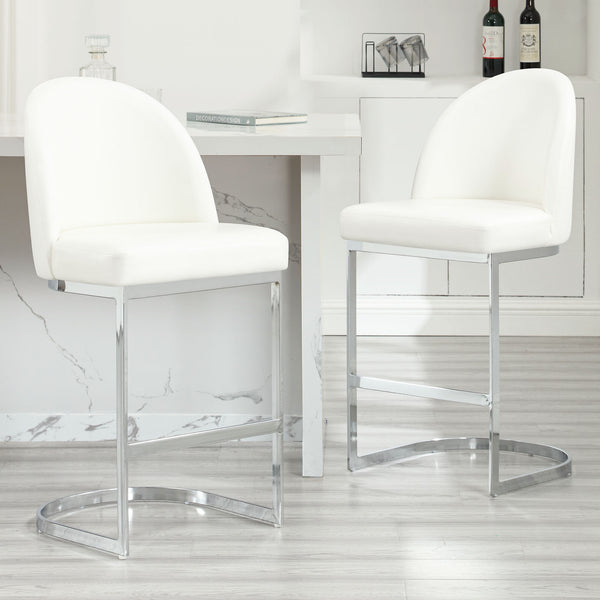Bonarda bar stool, White Rebo Leather