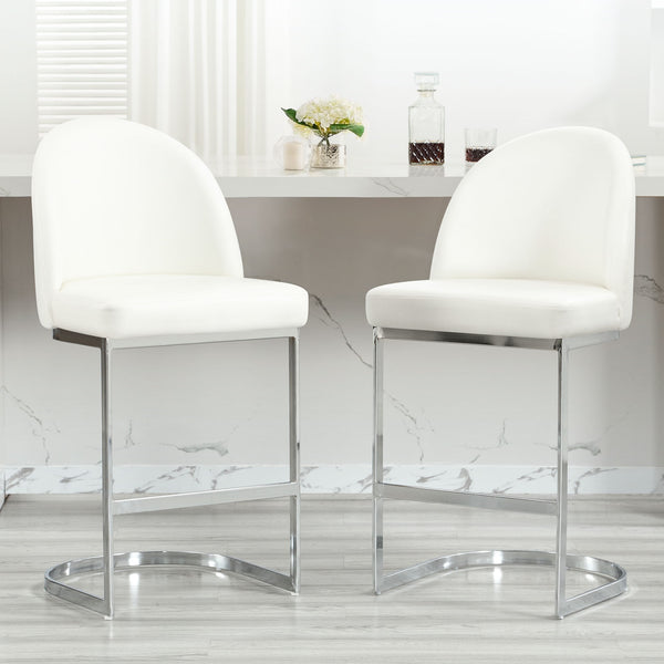 Bonarda bar stool, White Rebo Leather