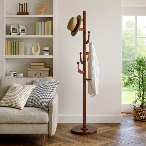 Cactus Coat Rack in Brown Rubberwood