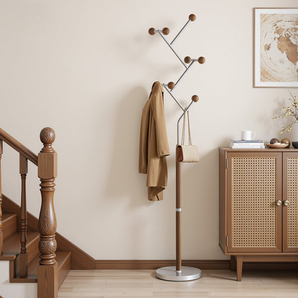 Cactus III Coat Rack in Brown Rubberwood