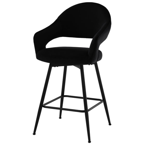 Caladoc Swivel Counter Stool in Black Naia Velvet