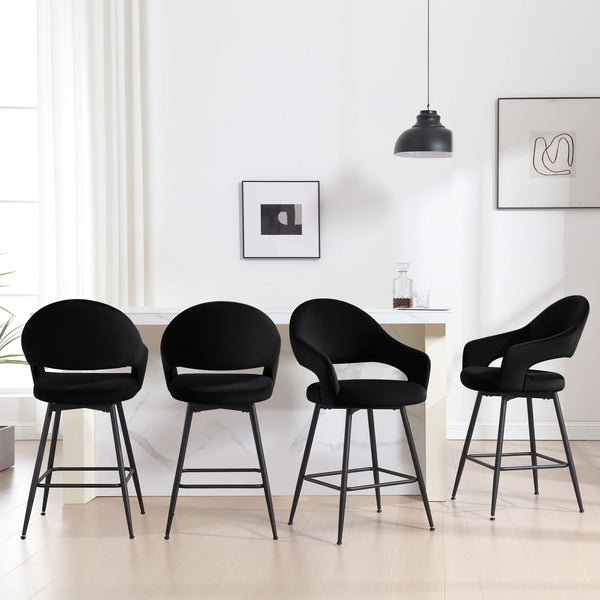 Caladoc Swivel Counter Stool in Black Naia Velvet