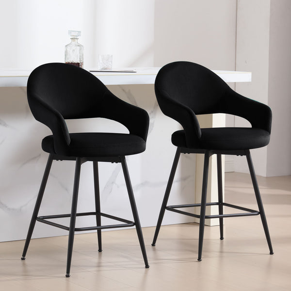 Caladoc Swivel Counter Stool in Black Naia Velvet