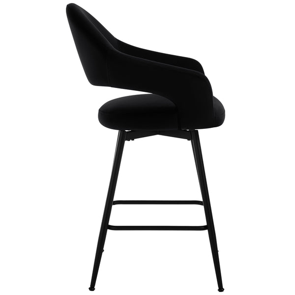 Caladoc Swivel Counter Stool in Black Naia Velvet