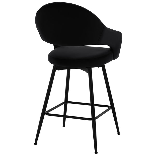 Caladoc Swivel Counter Stool in Black Naia Velvet