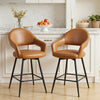Caladoc Swivel Counter Stool in Brown Rebo Leather